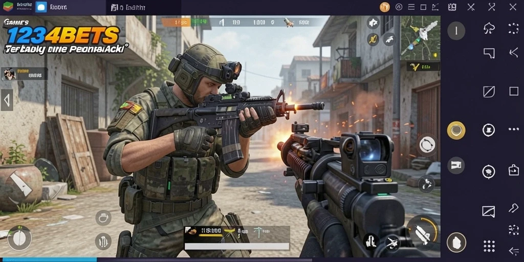 Screenshot gameplay 1234BETS menunjukkan aksi pertempuran yang intens.