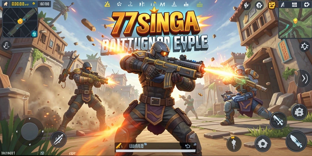 Gameplay seru dan mendebarkan di 77SINGA Battle Royale.