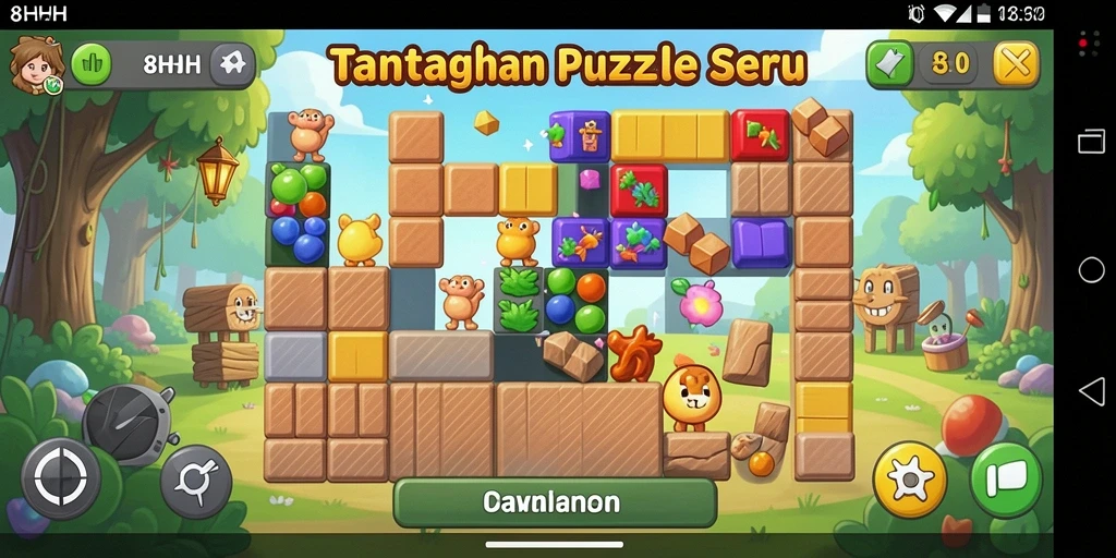 Tampilan menarik dari gameplay 8HHH saat memecahkan puzzle.