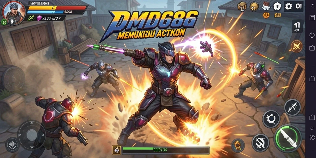 Tangkapan layar gameplay menampilkan aksi pertarungan yang seru di DMD686.