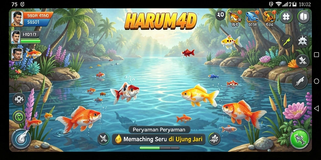 Screenshot utama HARUM4D menampilkan pengalaman memancing yang menawan.