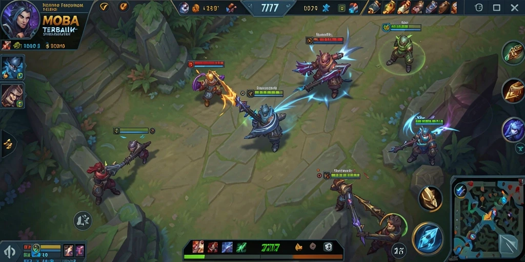 Menampilkan aksi pertarungan seru dalam game MOBA L777.