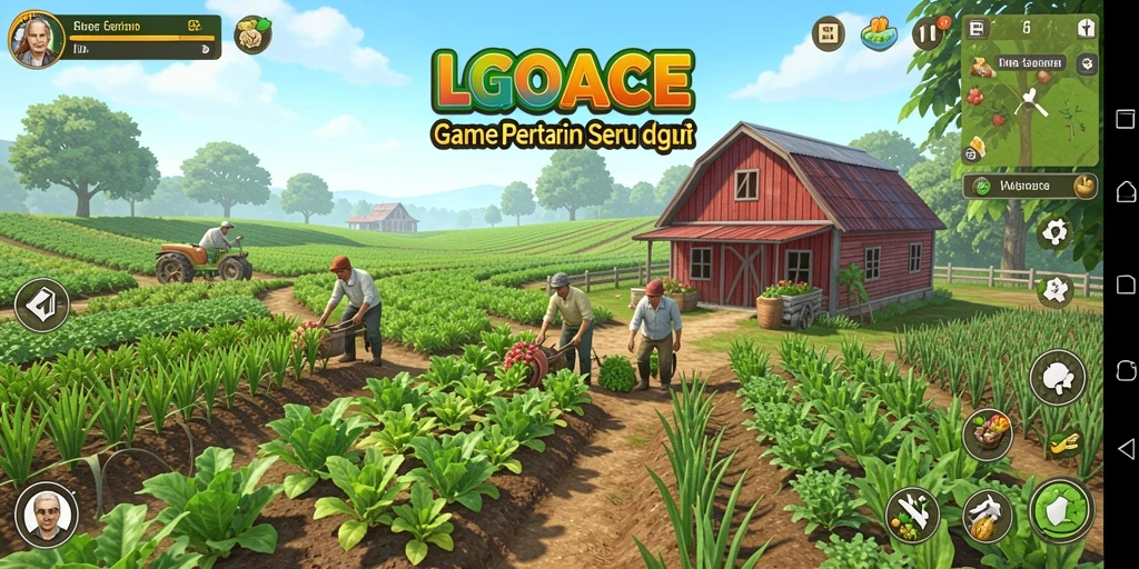 Gameplay LGOACE yang menonjolkan pertanian dan interaksi sosial.