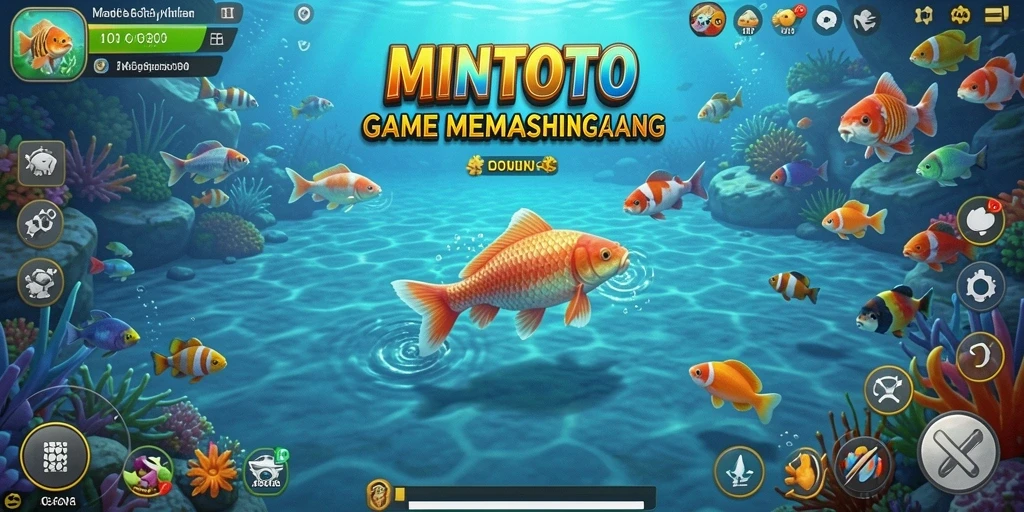 Screenshot MINTOTO menampilkan aksi seru saat menangkap ikan.