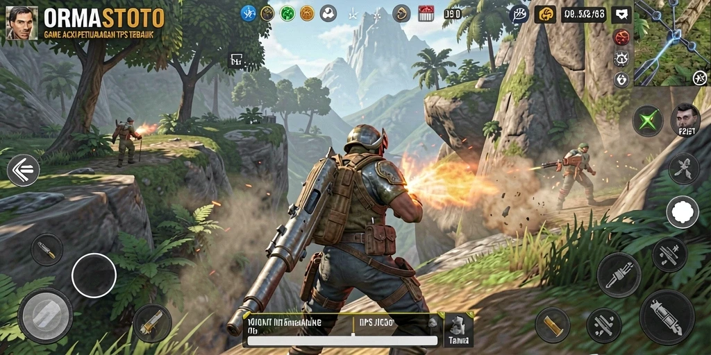 Tampilan menarik gameplay di ORMASTOTO, aksi seru dalam TPS.