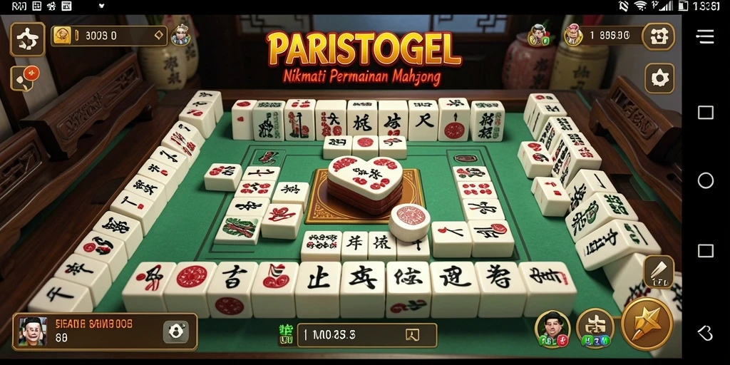 Tampilan gameplay seru dari PARISTOGEL dengan batu Mahjong berwarna-warni.