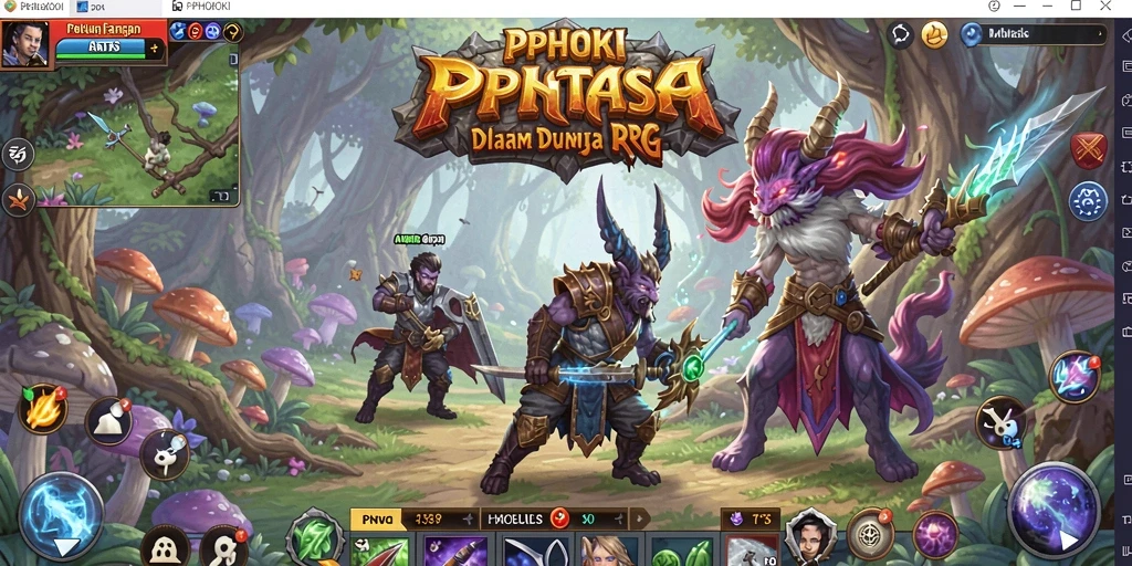 Tampilan gameplay PPHOKI dengan karakter bertempur di dunia fantasi.