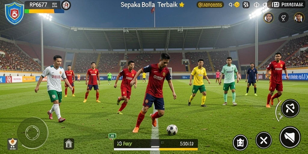 Tampilan gameplay RP6677 yang mendebarkan di lapangan sepak bola.
