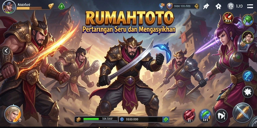 Gameplay RUMAHTOTO menampilkan aksi pertarungan yang intens dan seru.