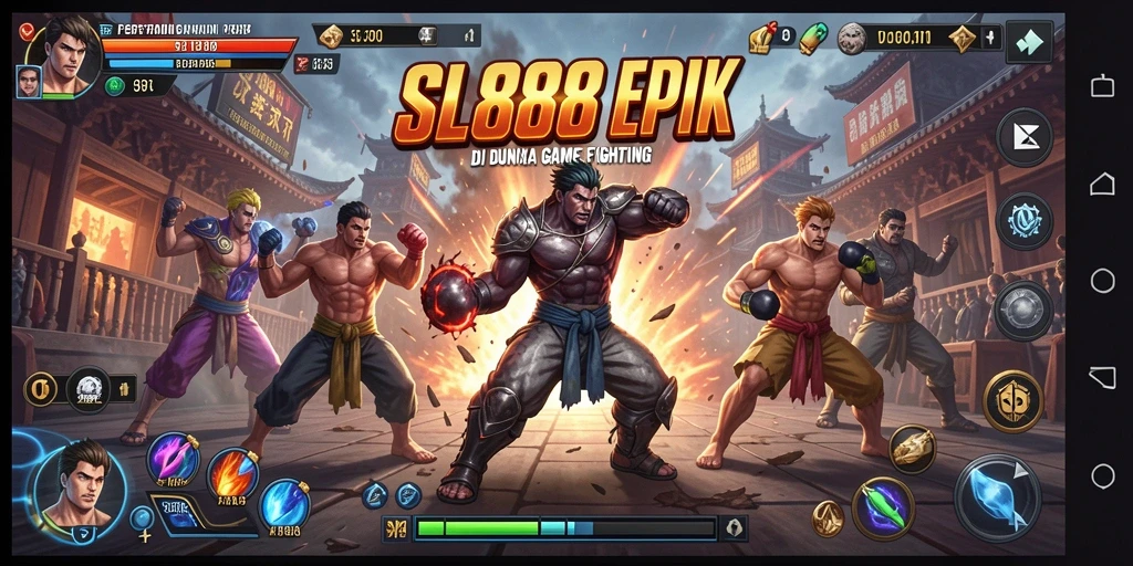 Tampilan utama gameplay SL888 dengan pertarungan seru dan karakter menarik.