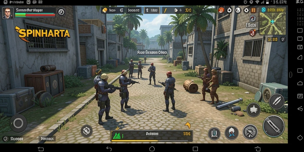 Tampilan gameplay menarik dari SPINHARTA yang menggambarkan simulasi manajemen sumber daya.