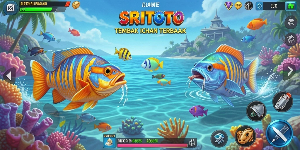 Tampilan gameplay Tembak Ikan yang seru dan penuh warna.