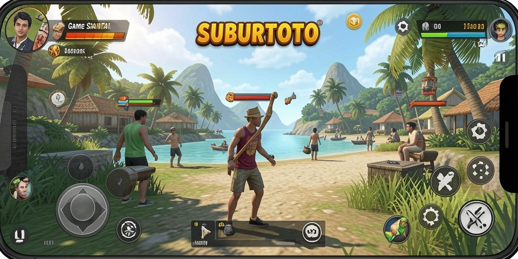 Tampilan gameplay SUBURTOTO yang penuh warna dan menyenangkan.