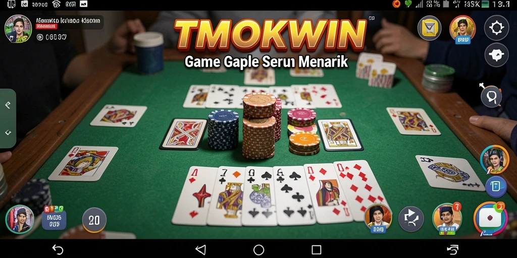 Screenshot gameplay <strong>TMOKWIN</strong> yang menunjukkan serunya permainan Gaple.